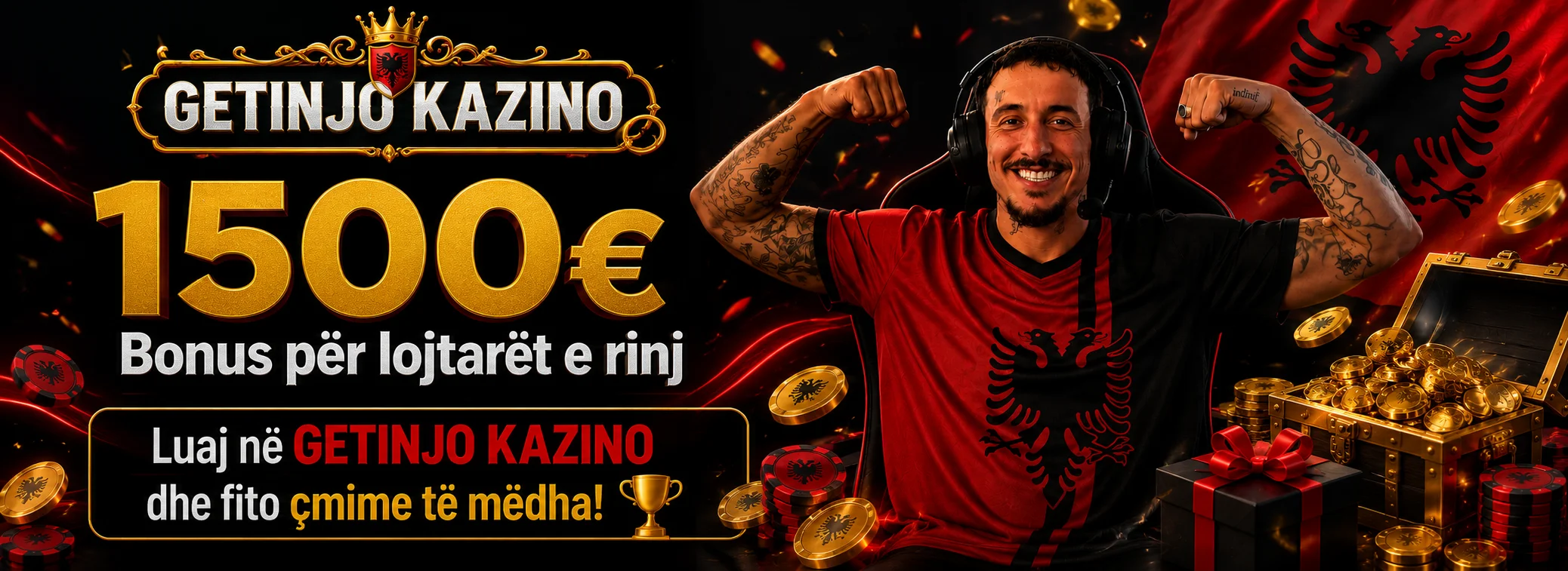 Bonusi i mirëseardhjes 1500€ për lojtarët e rinj te Getinjo Kazino
